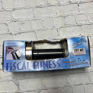 Vintage Deadstock Fiscal Fitness The Musical Dumbbell Bank NIB